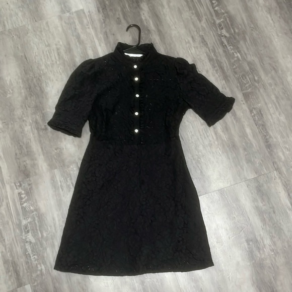Zara Lace Dress Black with Rhinestone Buttons Size Small - Picture 2 of 9